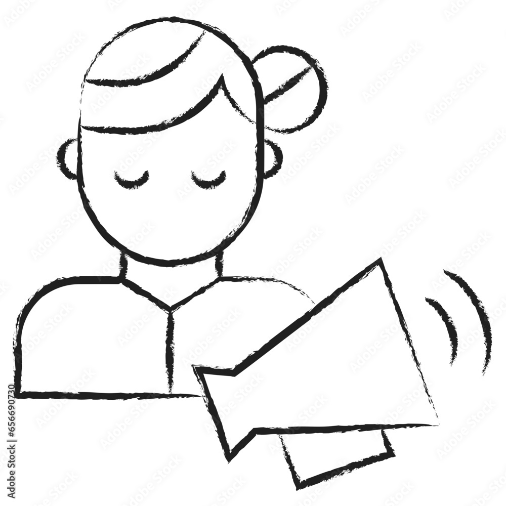 Hand drawn Woman Announcement icon Hand drawn Woman Announcement icon
