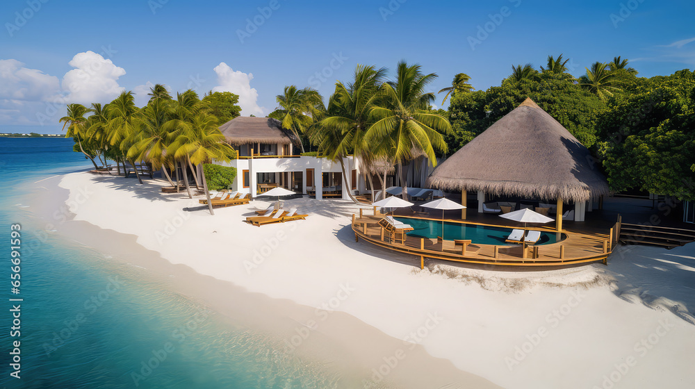 Tropical island luxury hotel paradise beach