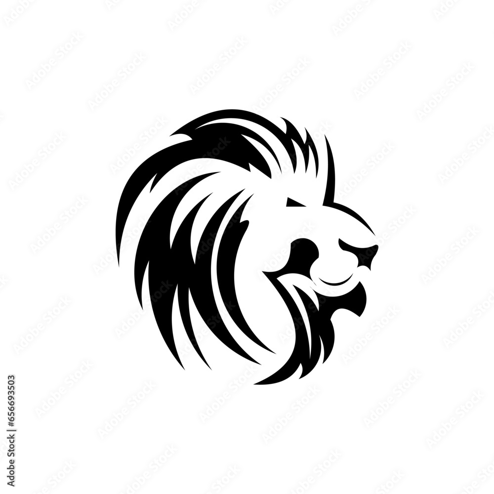 simple silhouette vector lion head logo