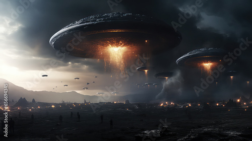 UFO aliens ship invasion on Earth