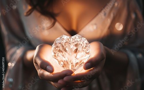 Heart-shaped diamond close-up