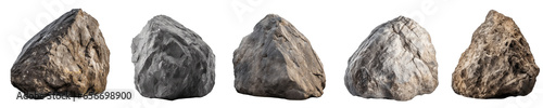 Large stone shape rocks, square size, isolated on transparent background generative ai