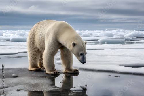 Polar bear (Ursus maritimus) on the pack ice, Svalbard Archipelago, Barents Sea, Arctic © Canities