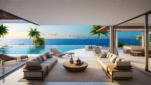 Luxury villa by the sea. Panoramic view