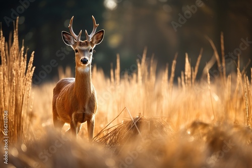  roebuck in the meadow near the forest photo