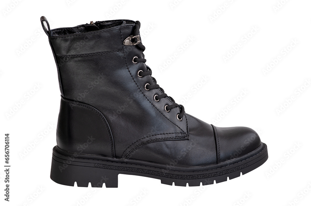 Autumn and winter women's black ankle boots isolated on white background. Autumn and winter women's black ankle boots isolated on white background.