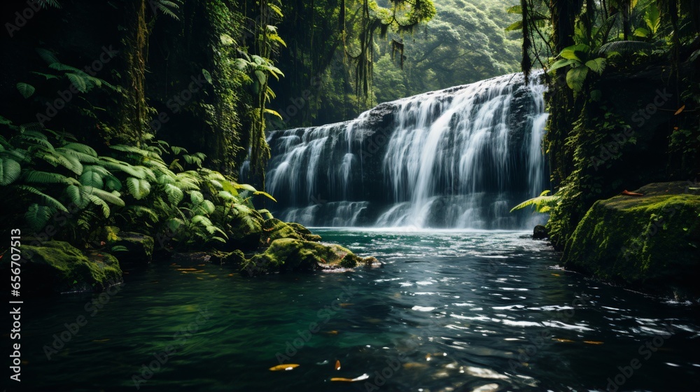 Fototapeta premium amazon rainforest river landscape with waterfall