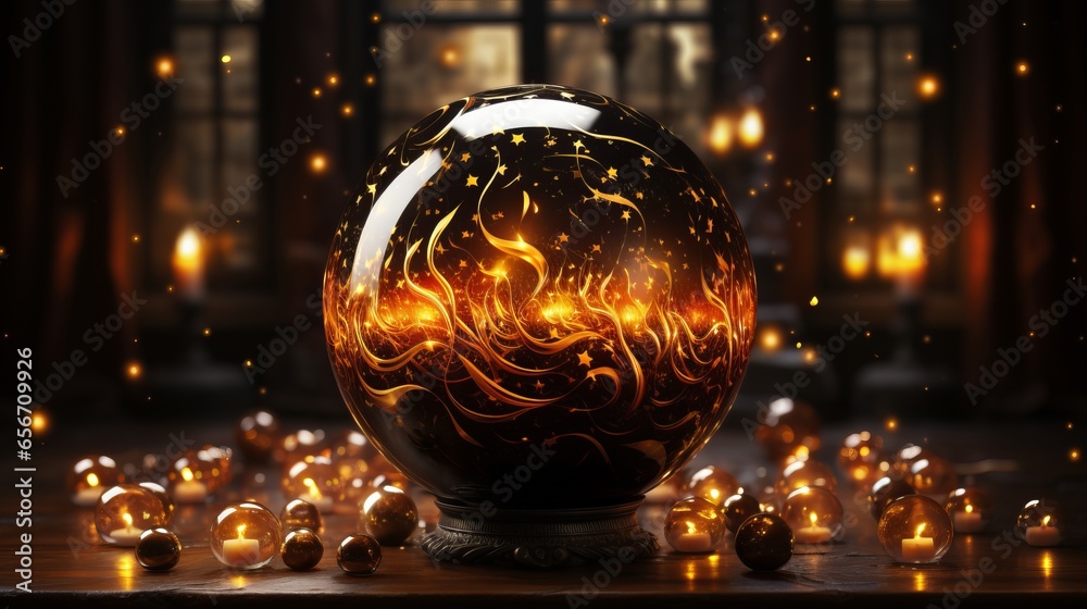 magic ball, fantasy illustration. A tool for performing witchcraft rituals. Concept: witch accessory