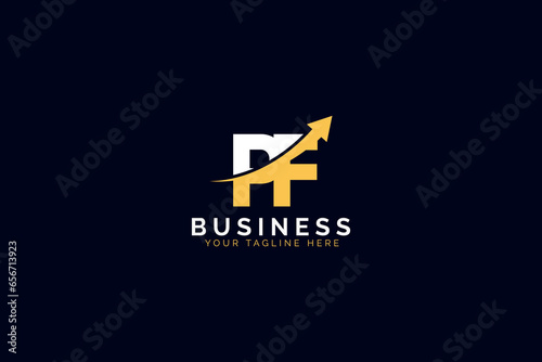 simple minimal letter pf arrow logo