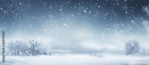 Christmas nature background with snowflakes, winter wallpaper, Ai generated