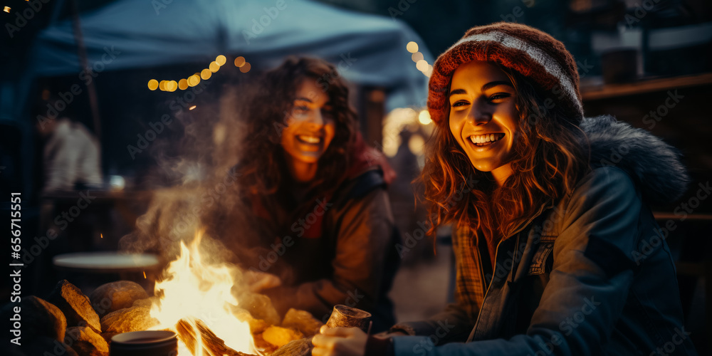 Women Warming Up Outside Together