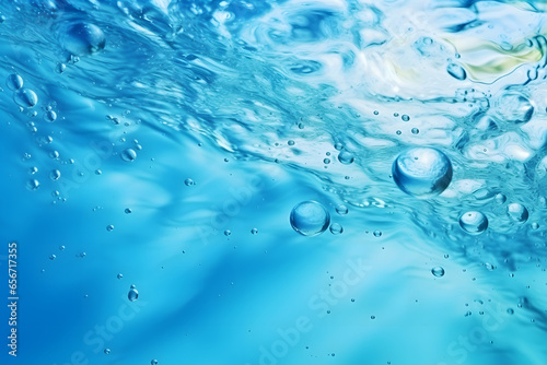 Luftblasen unterwasser mit Wellen und Wasserbewegung im Gegenlicht