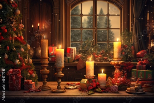 "Candlelight and Cheer: Embracing a Cozy Christmas" AI generated.
