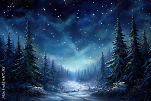 "Silent Night, Starry Christmas Sky". AI generated.