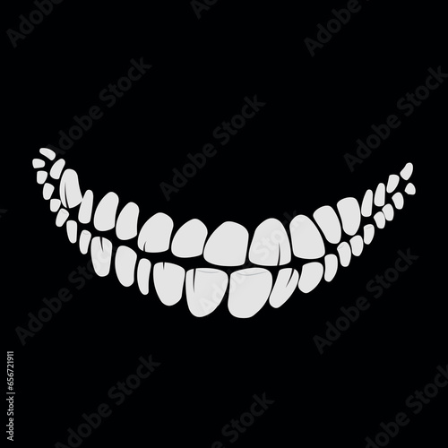 the smile of a monster with sharp fangs vampire or zombie teeth silhouette vector illustration collection isolated on black background