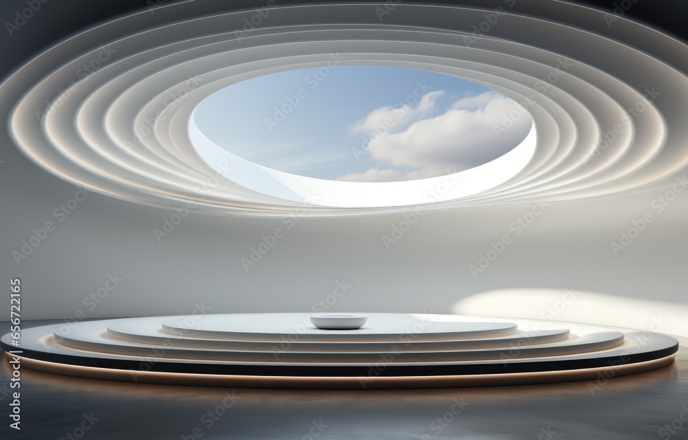 Obraz premium AI-generated image of Beautiful modern futuristic building interior architecture. 