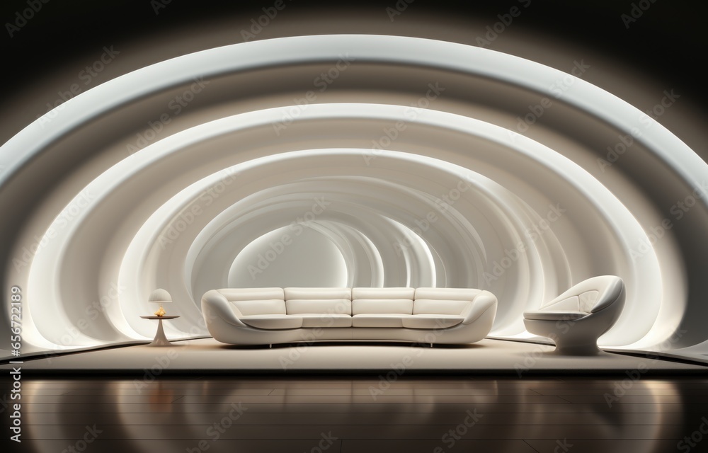 Obraz premium AI-generated image of Beautiful modern futuristic building interior architecture. 