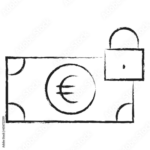 Hand drawn Lock Euro icon