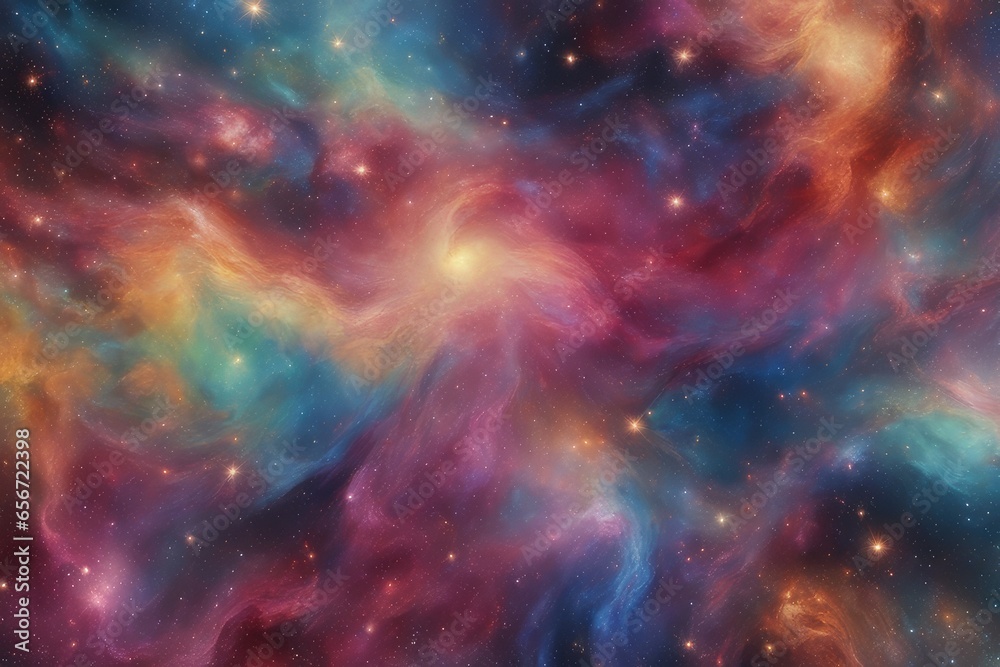 Fototapeta premium Cosmic backdrop with rainbow and vivid hues