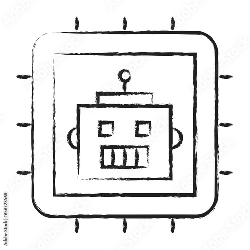 Hand drawn Ai bot Cpu icon