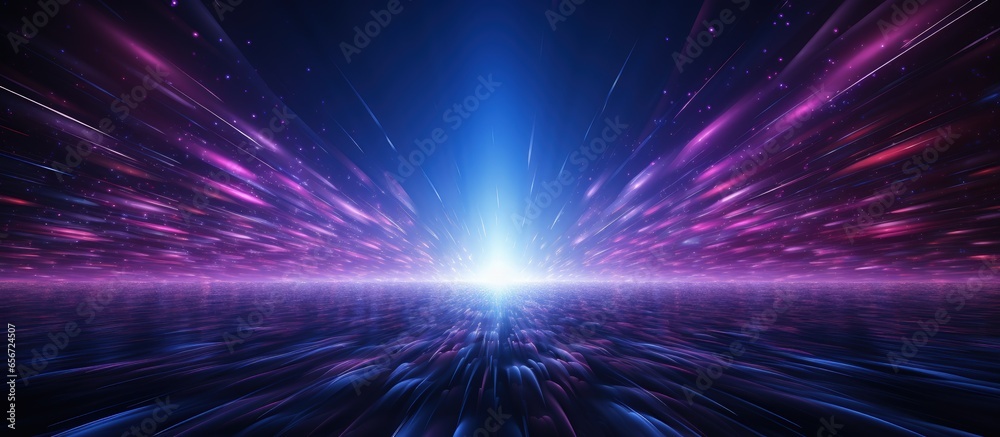 Digital technology concept with high tech computer illustration on gradient background of purple and dark blue with copyspace for text
