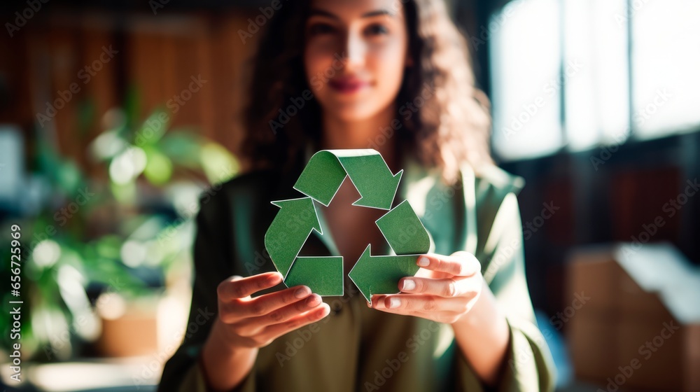 Business person with recycling symbol. Business person with recycling symbol.