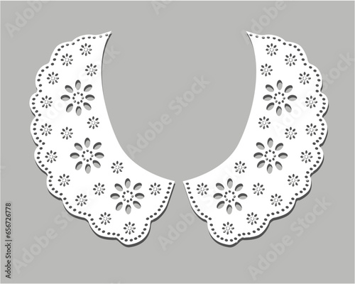 vintage lace cotton vector Decorative ornament for border of fabric 
 Stylized texture of embroidery, imitation satin stitch. Abstract background texture ornamental style. Seamless design collar