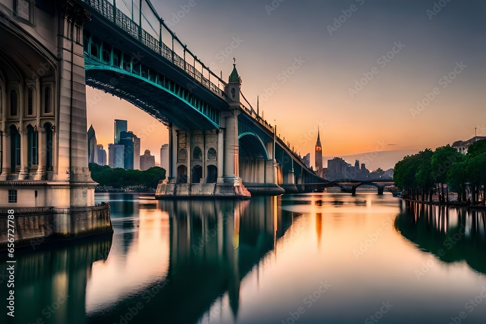 Fototapeta premium sunset over the bridge