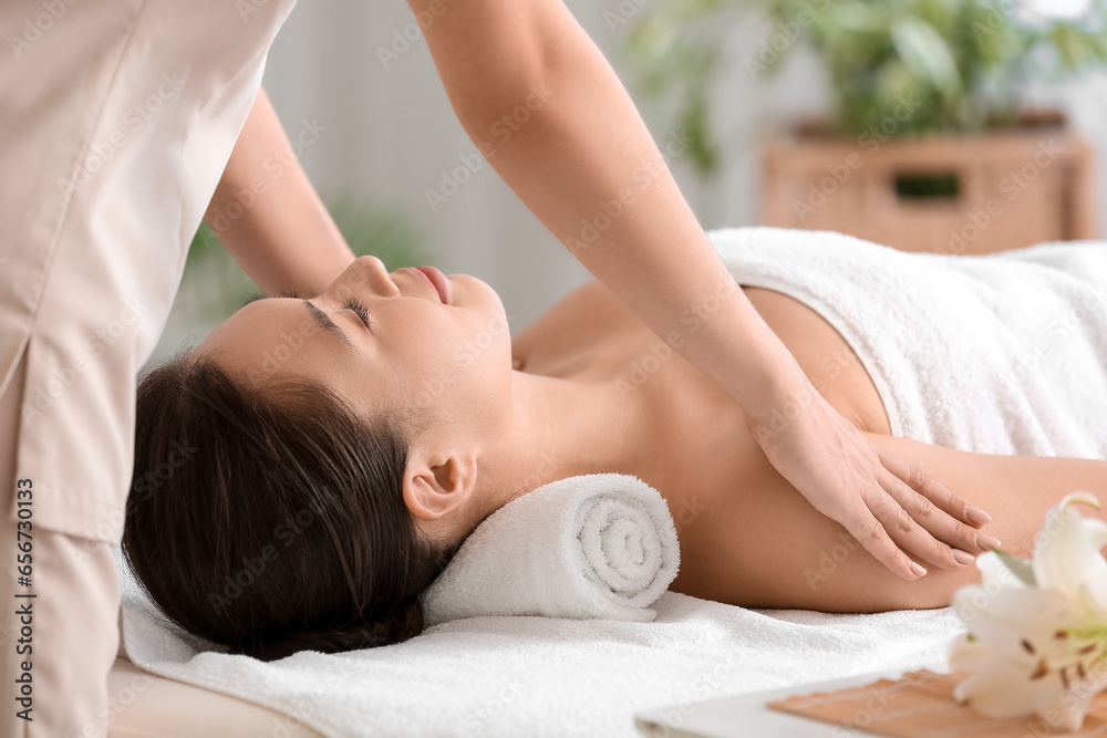 Young woman having massage in spa salon, closeup Young woman having massage in spa salon, closeup