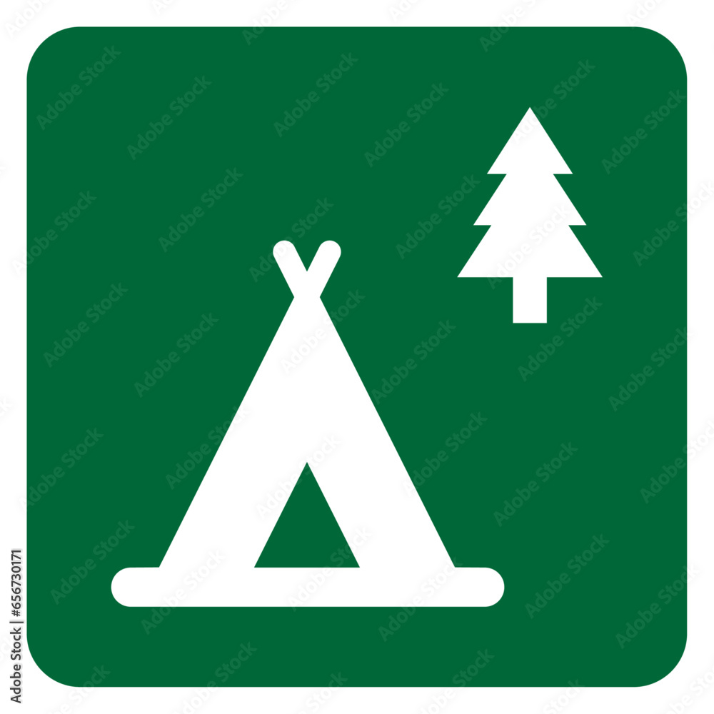 Vector graphic of sign indicating a campsite nearby Vector graphic of sign indicating a campsite nearby