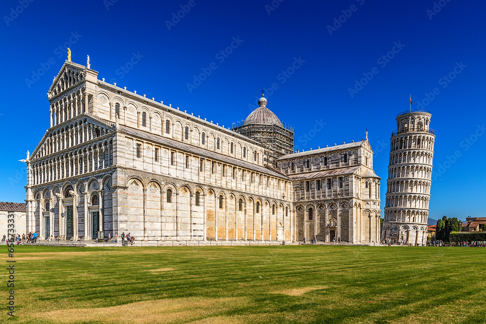 Pisa, Italy. Leaning Tower (1173 - 1360), Cathedral of Santa Maria Assunta (1064 - 1118) - UNESCO World Heritage Site