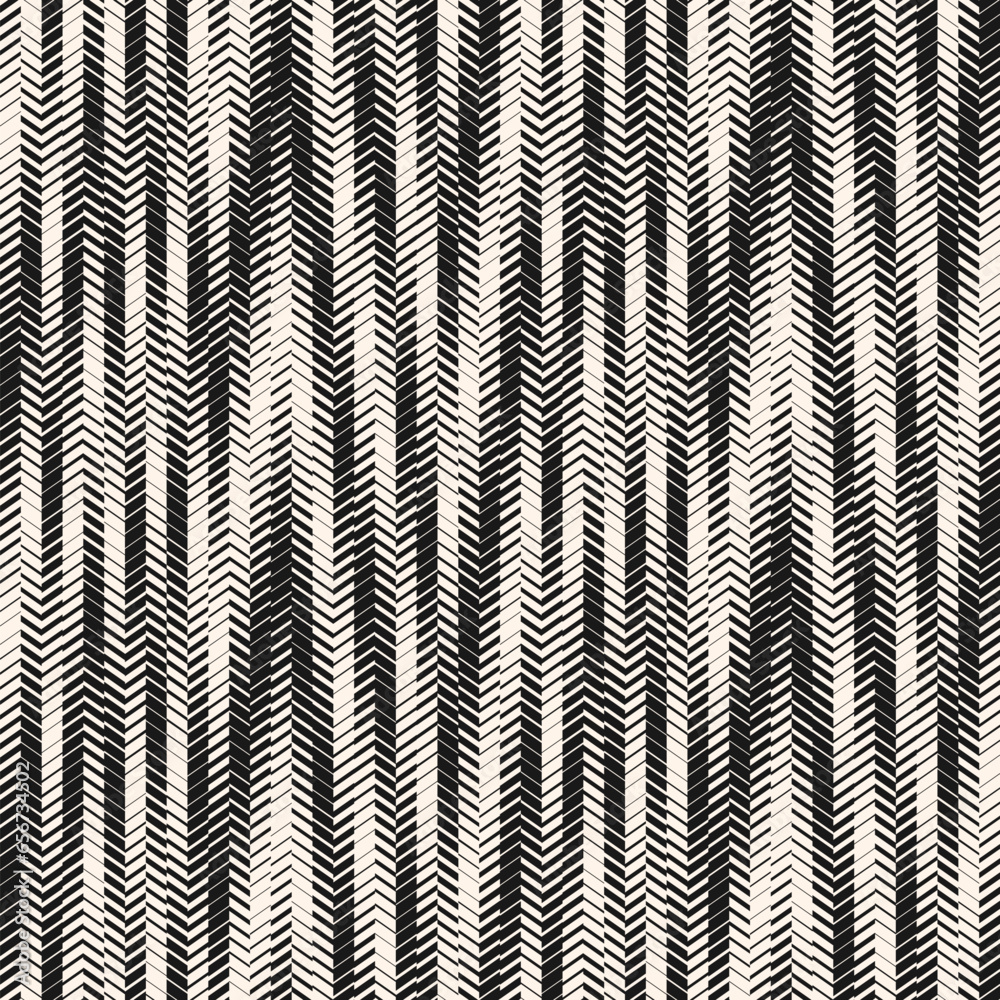 Abstract vector geometric seamless pattern with fading lines, tracks, halftone stripes. Extreme sport style illustration, urban art. Trendy black and white graphic texture. Urban monochrome pattern