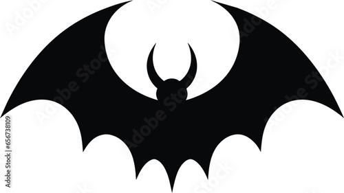 bat flat illustration isolated on white. halloween and mystic forest series