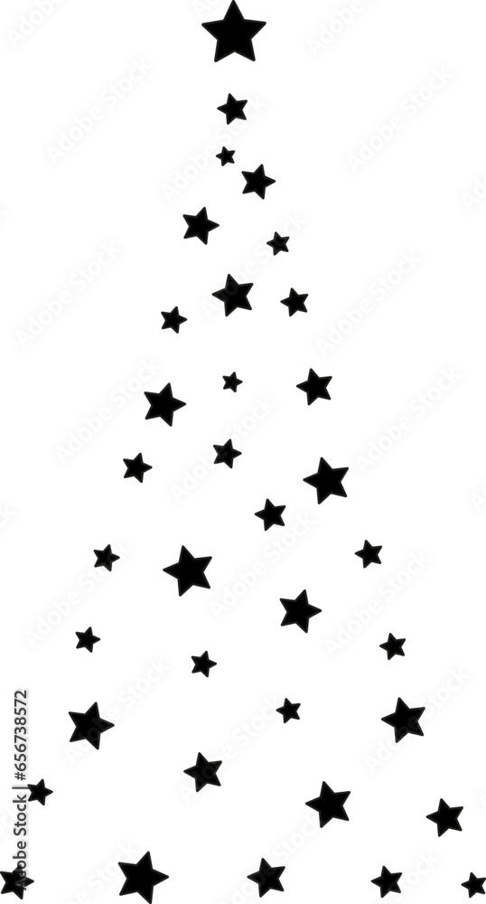Obraz premium vector illustration of a Christmas tree with stars on a transparent background