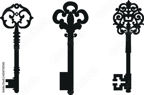 set of keys icons,  in vintage style