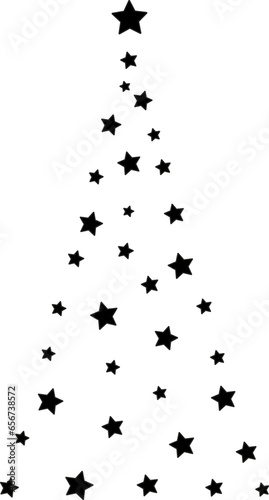 vector illustration of a Christmas tree with stars on a transparent background