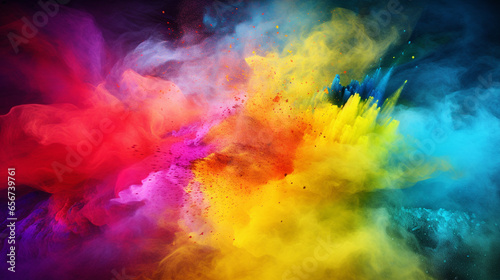 Color splash at Holi Festival, a popular and significant Hindu festival celebrated as the Festival of Colours, Love and Spring. It celebrates the eternal and divine love of the god Radha and Krishna.A