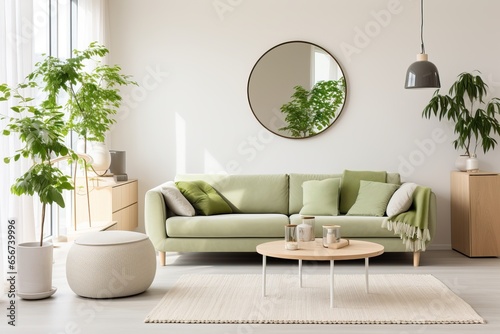 Moder Living Room Design. Nature Lover House. Green Interior. © Luca