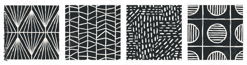 Set of Aesthetic Contemporary printable seamless pattern with abstract Minimal elegant line brush stroke shapes and line in nude colors.