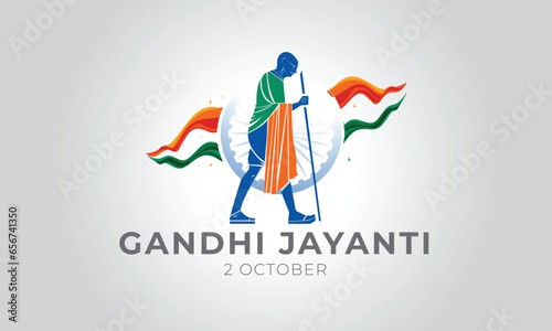 2 October Gandhi Jayanti Logo Design With Abstract Flag