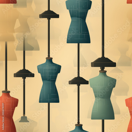 Mannequins cartoon fashion repeat pattern