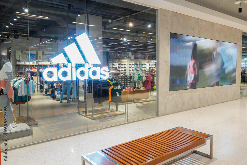 Bangkok, Thailand - October 3, 2023 Logo adidas. The adidas store is a