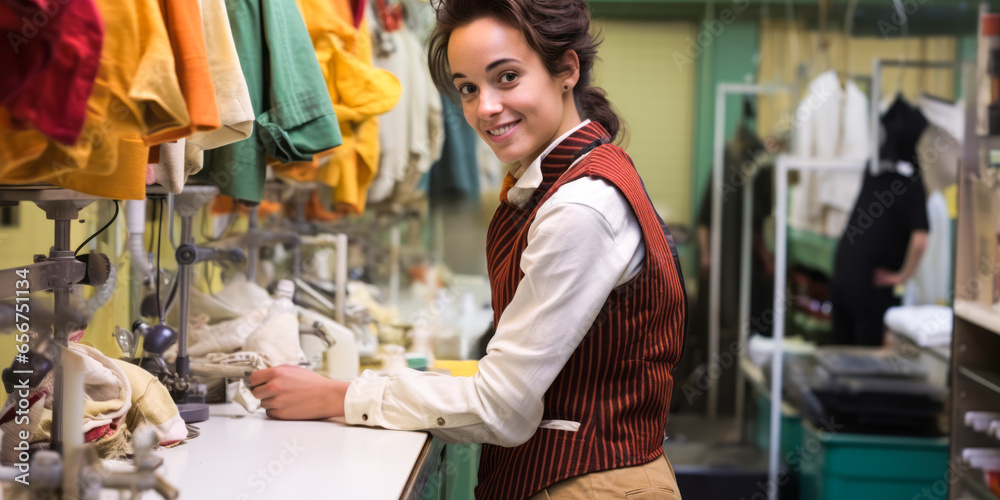 Behind the Scenes: Portrait of a Costume Attendant Perfecting Cast Outfits