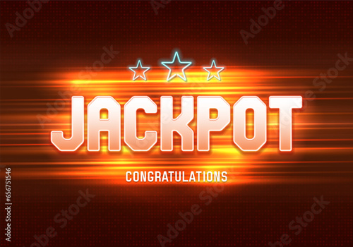 Shining neon sign Jackpot on a bright background. Vector illustration.