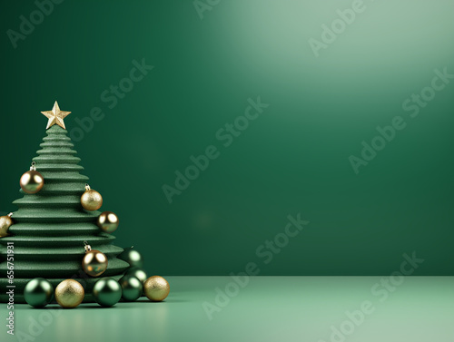 Christmas New Year, balls, green background, minimalist style