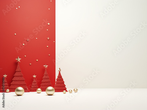 Christmas New Year, balls, red white, minimalist style