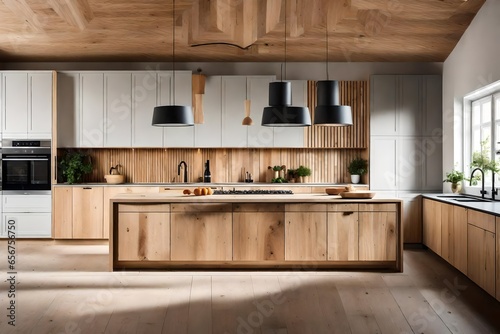 natural wood tones into your Scandinavian kitchen, including wood cabinets and countertops