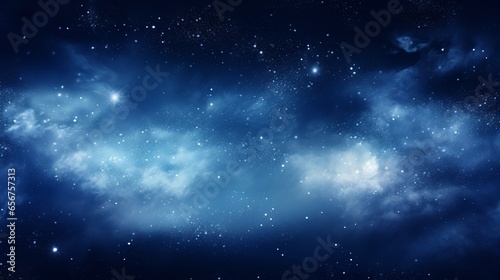 A calm night sky landscape  abundant with stars and white clouds  a stunning view of nature in the cosmos