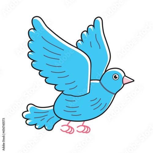 Blue pigeon bird isolated cartoon vector illustration
