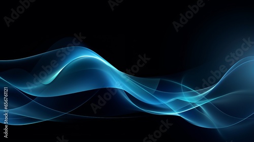 Photo of a swirling blue smoke wave against a black backdrop